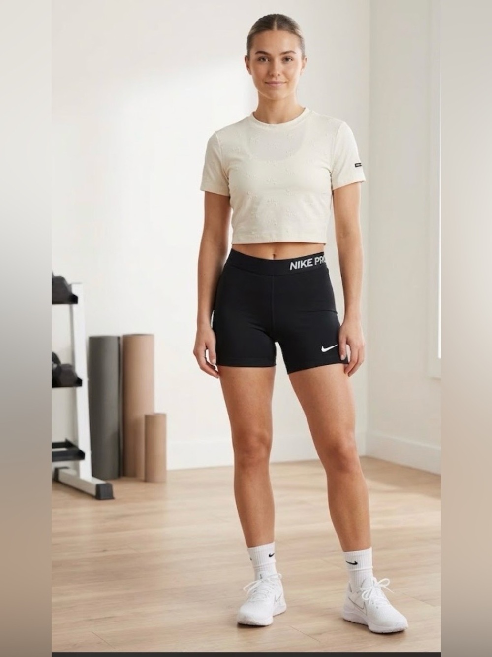 Nike Black High-Rise Training Shorts and crop top size S  set